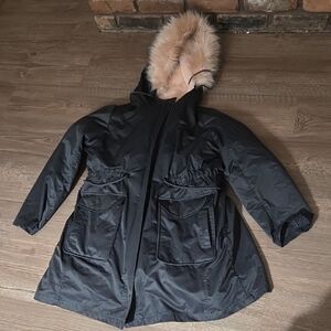 Torrid Black Parka with Cream Faux Fur